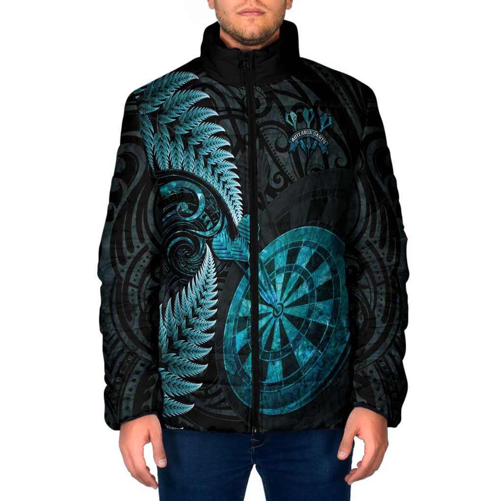 Personalised New Zealand Darts Padded Jacket Happiness Is A Tight Threesome Maori Paua Shell - Aussie Hoodie