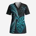 Personalised New Zealand Darts Scrub Top Happiness Is A Tight Threesome Maori Paua Shell - Aussie Hoodie