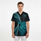 Personalised New Zealand Darts Scrub Top Happiness Is A Tight Threesome Maori Paua Shell - Aussie Hoodie