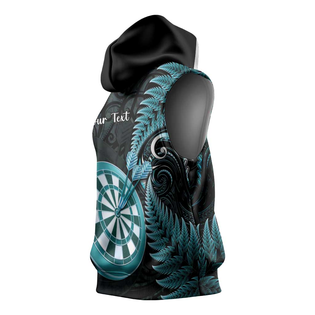 Personalised New Zealand Darts Sleeveless Hoodie Happiness Is A Tight Threesome Maori Paua Shell - Aussie Hoodie