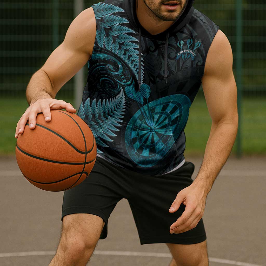 Personalised New Zealand Darts Sleeveless Hoodie Happiness Is A Tight Threesome Maori Paua Shell - Aussie Hoodie
