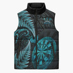 Personalised New Zealand Darts Sleeveless Puffer Jacket Happiness Is A Tight Threesome Maori Paua Shell - Aussie Hoodie