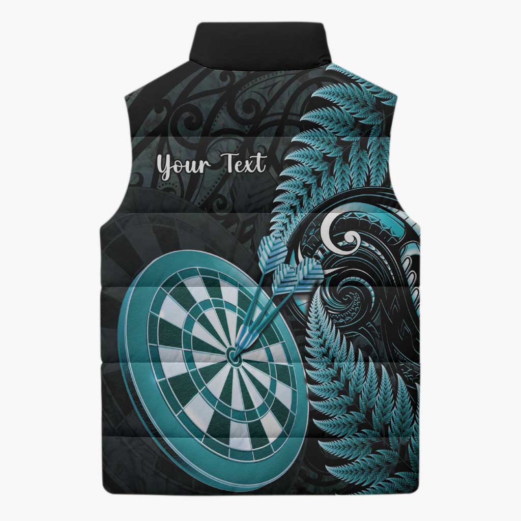 Personalised New Zealand Darts Sleeveless Puffer Jacket Happiness Is A Tight Threesome Maori Paua Shell - Aussie Hoodie