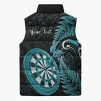 Personalised New Zealand Darts Sleeveless Puffer Jacket Happiness Is A Tight Threesome Maori Paua Shell - Aussie Hoodie
