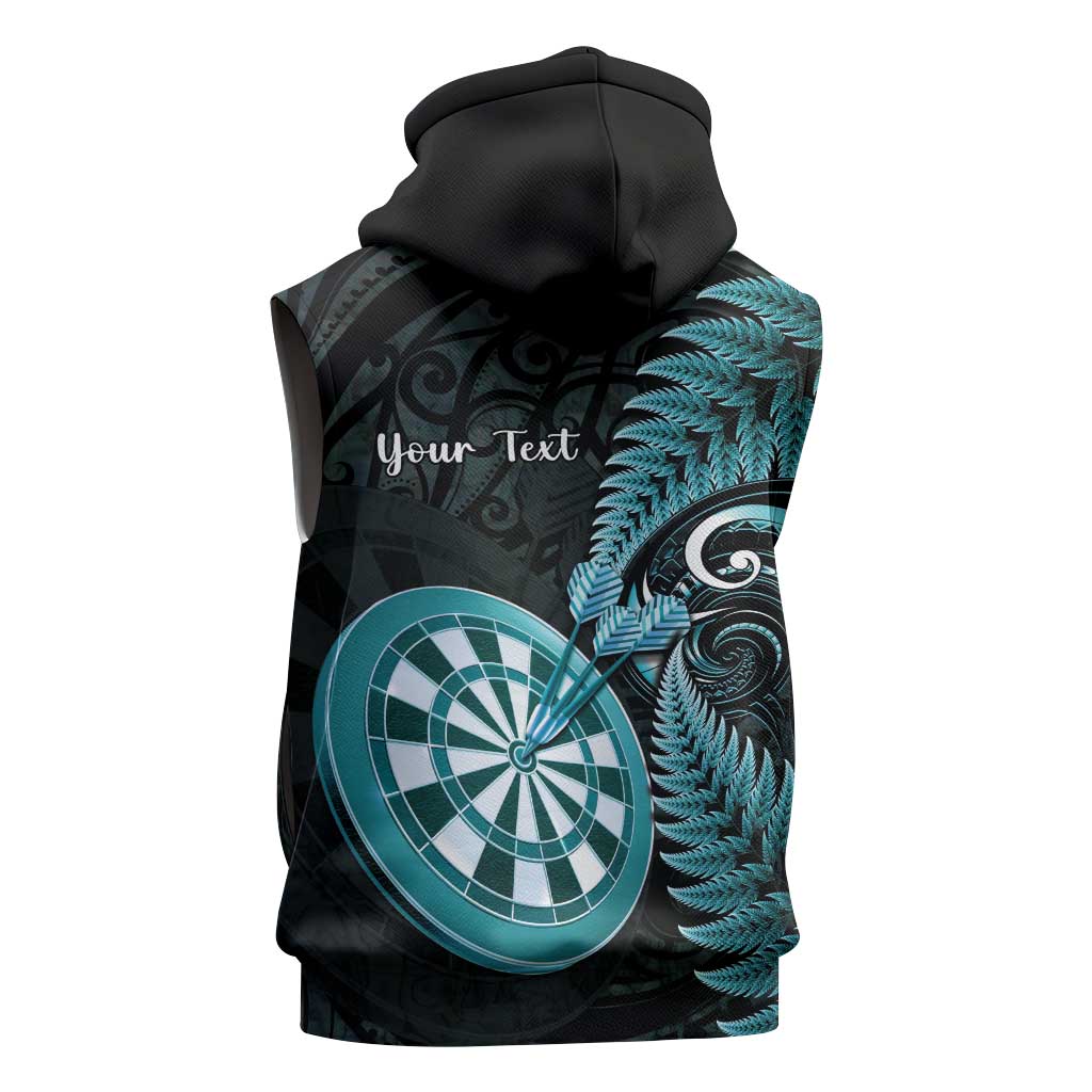 Personalised New Zealand Darts Sleeveless Zip Hoodie Happiness Is A Tight Threesome Maori Paua Shell LT14
