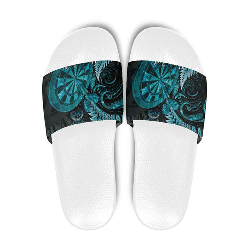 Personalised New Zealand Darts Slide Sandals Happiness Is A Tight Threesome Maori Paua Shell - Aussie Hoodie