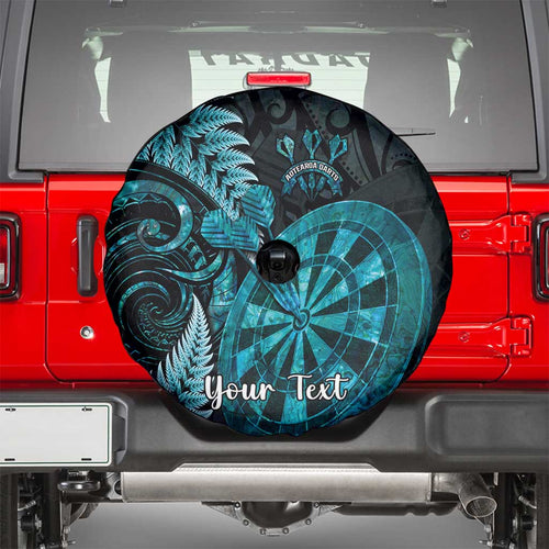 Personalised New Zealand Darts Spare Tire Cover Happiness Is A Tight Threesome Maori Paua Shell