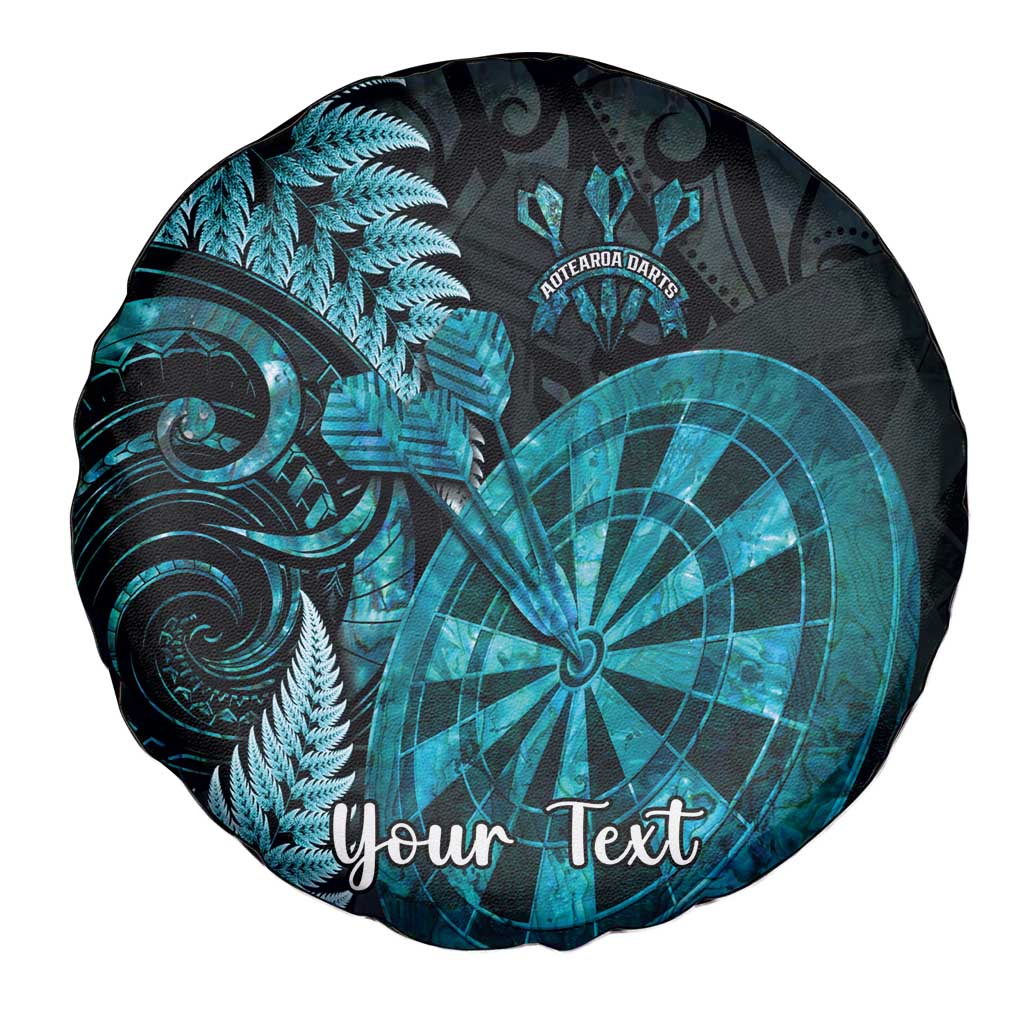 Personalised New Zealand Darts Spare Tire Cover Happiness Is A Tight Threesome Maori Paua Shell