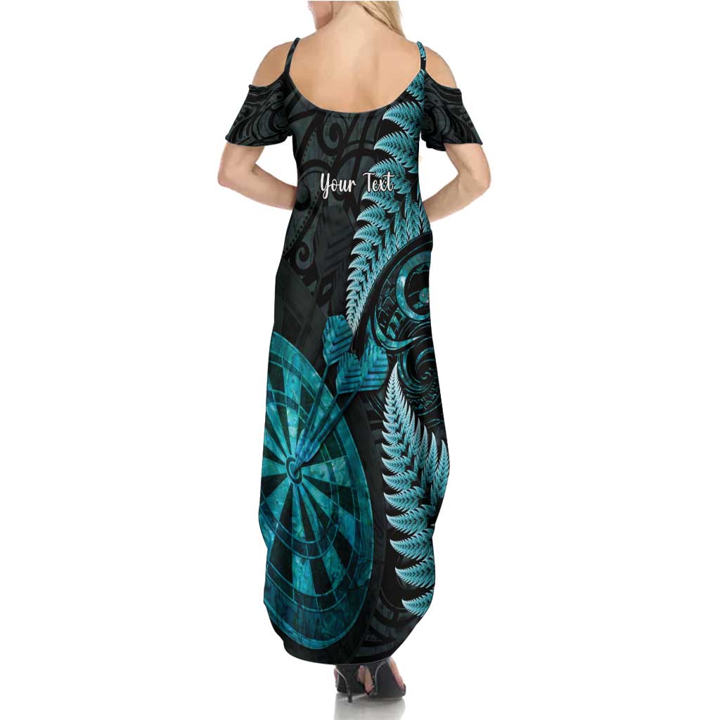 Personalised New Zealand Darts Summer Maxi Dress Happiness Is A Tight Threesome Maori Paua Shell