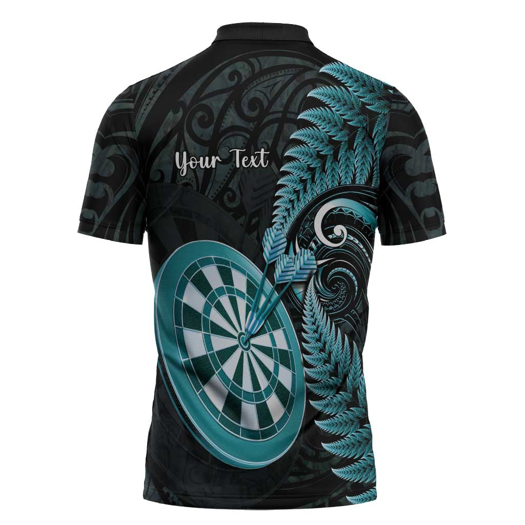Personalised New Zealand Darts Zipper Polo Shirt Happiness Is A Tight Threesome Maori Paua Shell - Aussie Hoodie
