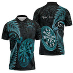 Personalised New Zealand Darts Zipper Polo Shirt Happiness Is A Tight Threesome Maori Paua Shell - Aussie Hoodie