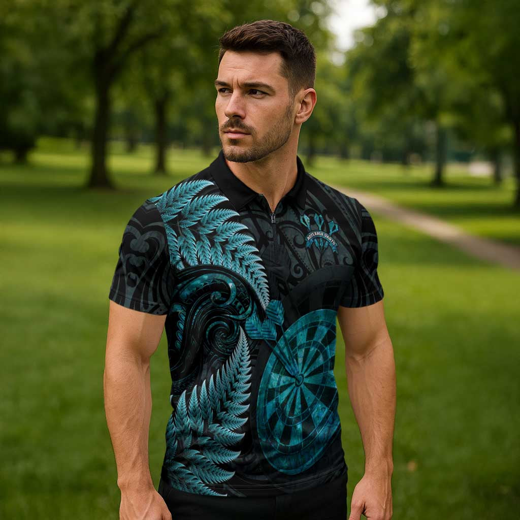 Personalised New Zealand Darts Zipper Polo Shirt Happiness Is A Tight Threesome Maori Paua Shell - Aussie Hoodie