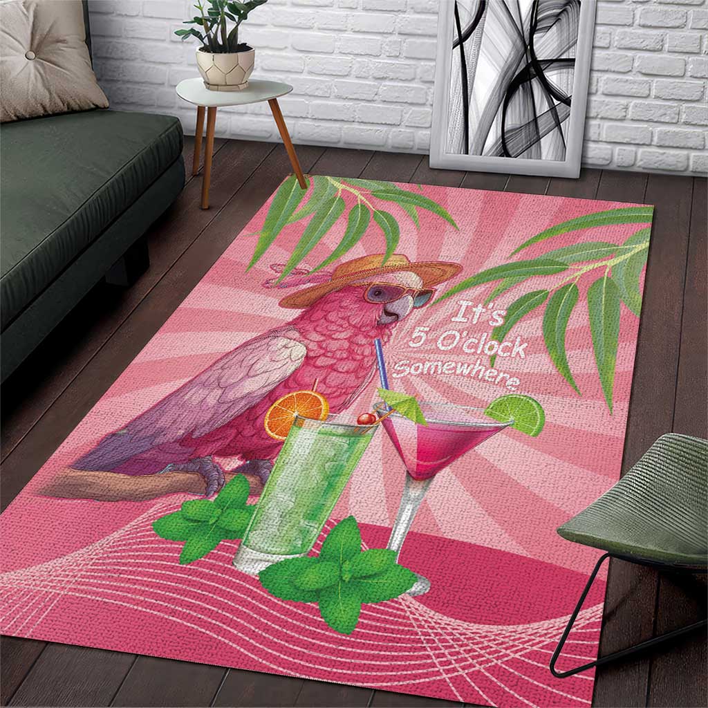 Chilling Pink Cockatoo Australia Area Rug It's 5 O’Clock Somewhere Cocktail - Aussie Hoodie