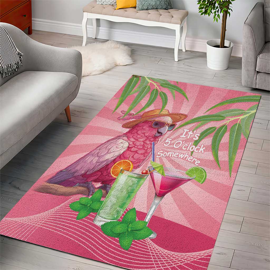 Chilling Pink Cockatoo Australia Area Rug It's 5 O’Clock Somewhere Cocktail - Aussie Hoodie