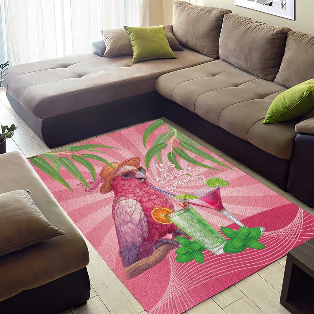 Chilling Pink Cockatoo Australia Area Rug It's 5 O’Clock Somewhere Cocktail - Aussie Hoodie