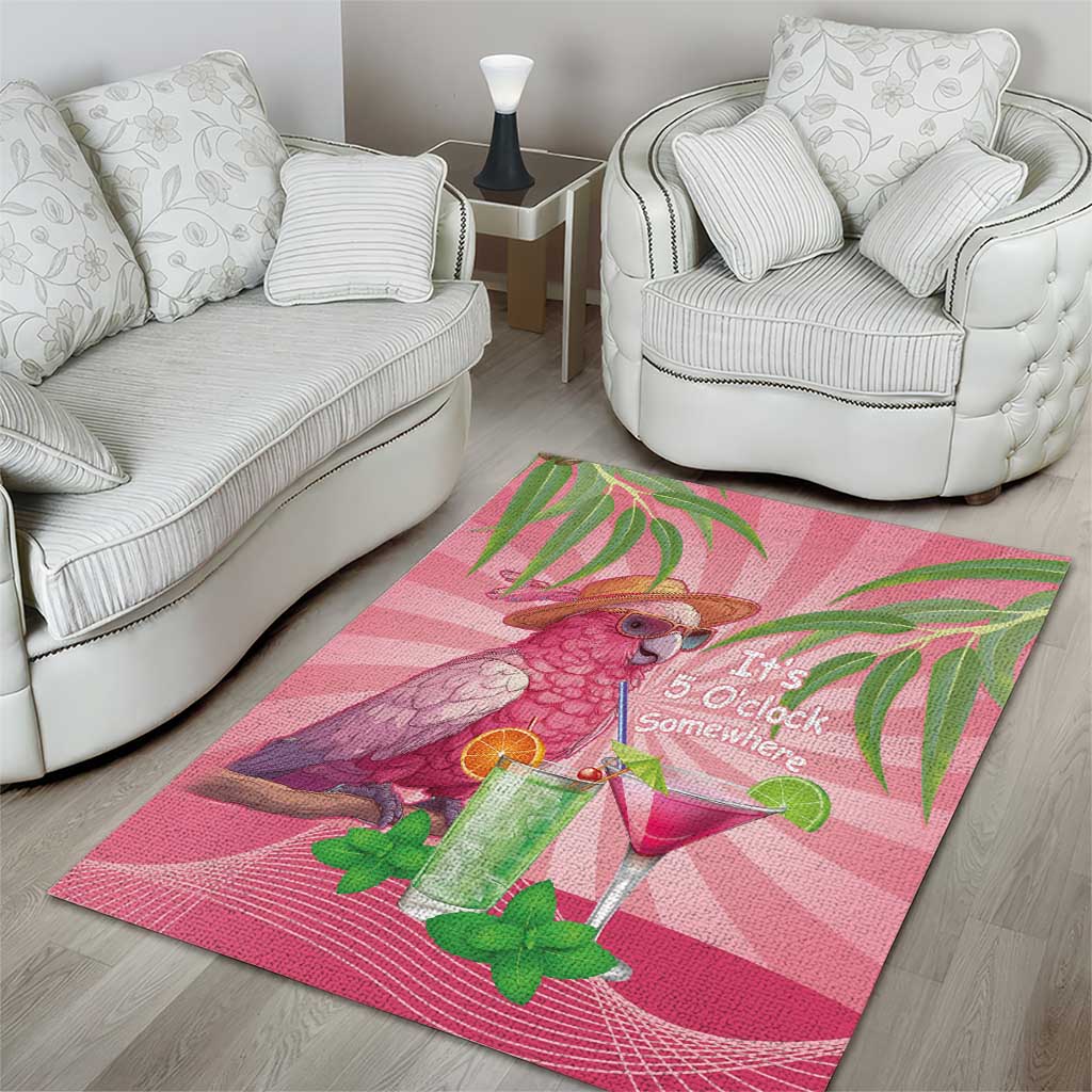 Chilling Pink Cockatoo Australia Area Rug It's 5 O’Clock Somewhere Cocktail - Aussie Hoodie