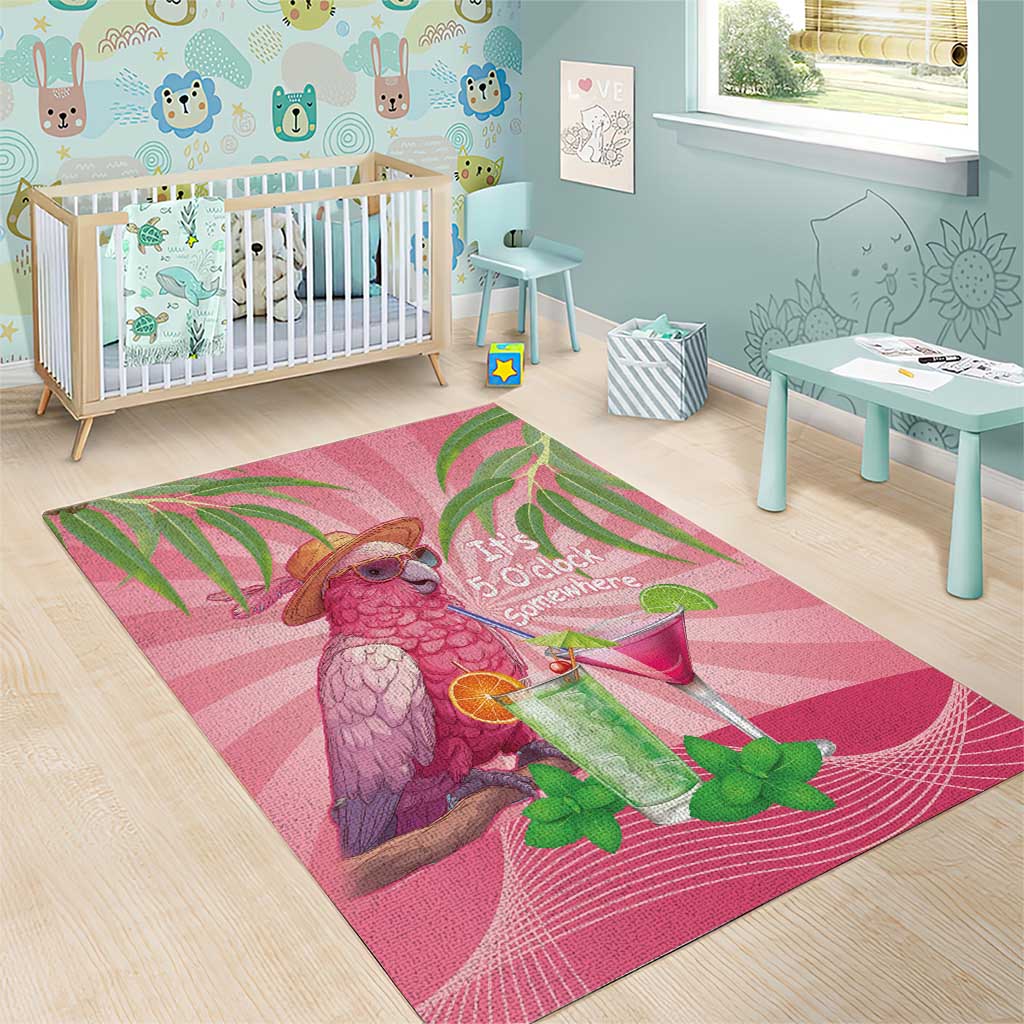 Chilling Pink Cockatoo Australia Area Rug It's 5 O’Clock Somewhere Cocktail - Aussie Hoodie