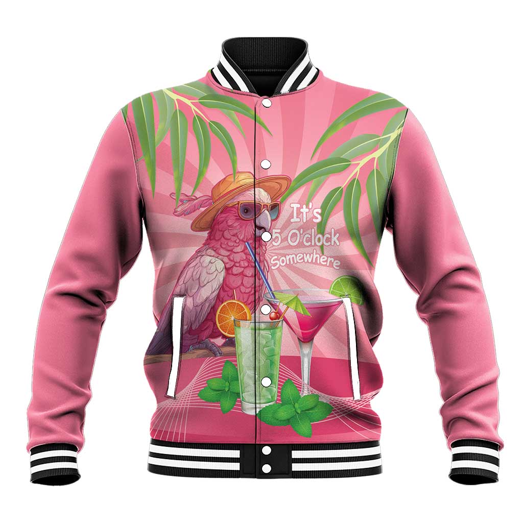 Chilling Pink Cockatoo Australia Baseball Jacket It's 5 O’Clock Somewhere Cocktail - Aussie Hoodie