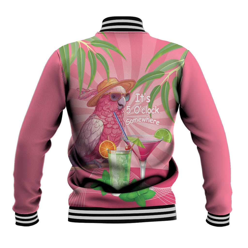 Chilling Pink Cockatoo Australia Baseball Jacket It's 5 O’Clock Somewhere Cocktail - Aussie Hoodie