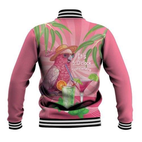 Chilling Pink Cockatoo Australia Baseball Jacket It's 5 O’Clock Somewhere Cocktail - Aussie Hoodie