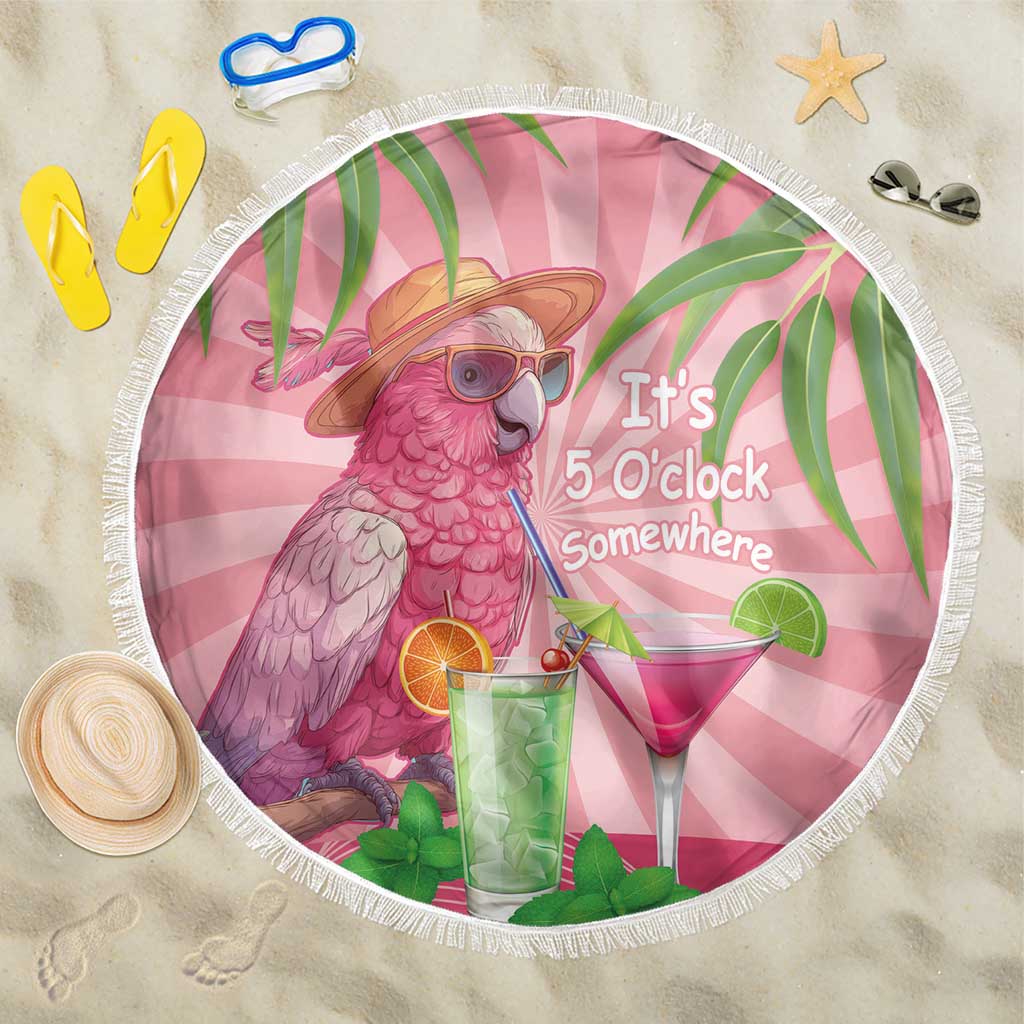 Chilling Pink Cockatoo Australia Beach Blanket It's 5 O’Clock Somewhere Cocktail - Aussie Hoodie