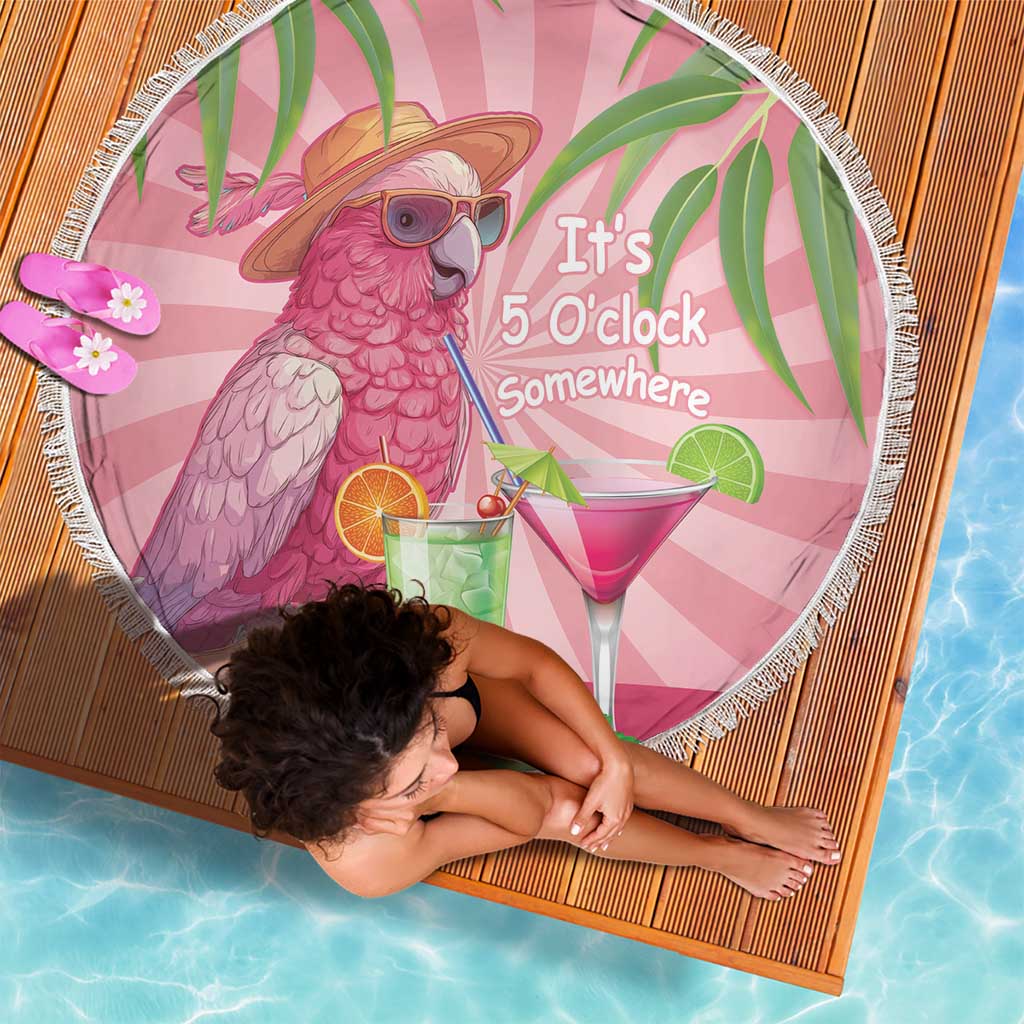 Chilling Pink Cockatoo Australia Beach Blanket It's 5 O’Clock Somewhere Cocktail - Aussie Hoodie