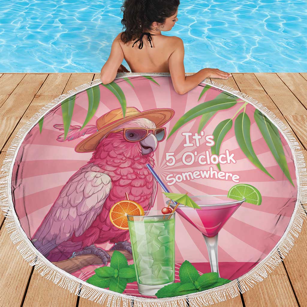 Chilling Pink Cockatoo Australia Beach Blanket It's 5 O’Clock Somewhere Cocktail - Aussie Hoodie
