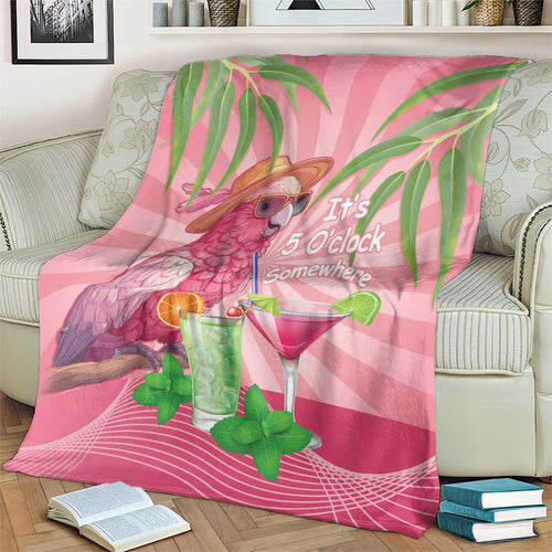 Chilling Pink Cockatoo Australia Blanket It's 5 O’Clock Somewhere Cocktail - Aussie Hoodie
