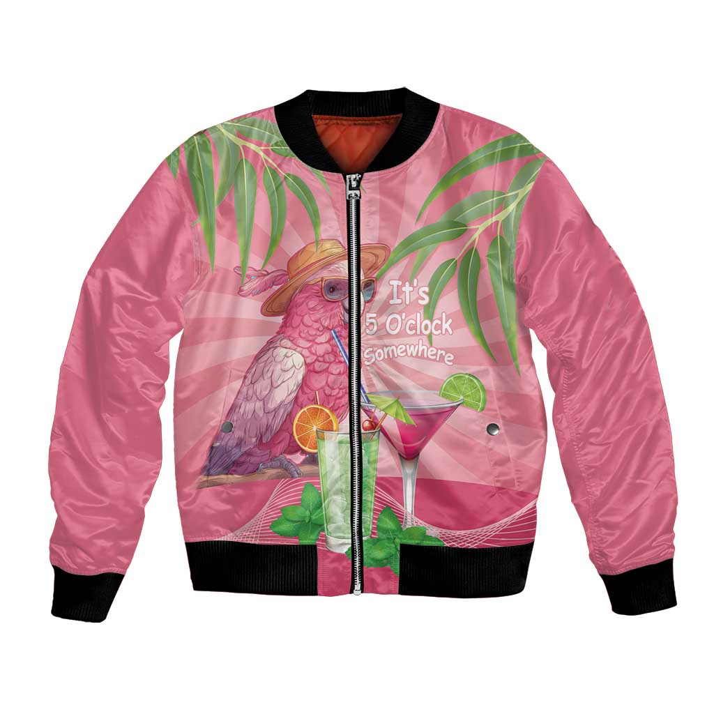 Chilling Pink Cockatoo Australia Bomber Jacket It's 5 O’Clock Somewhere Cocktail - Aussie Hoodie