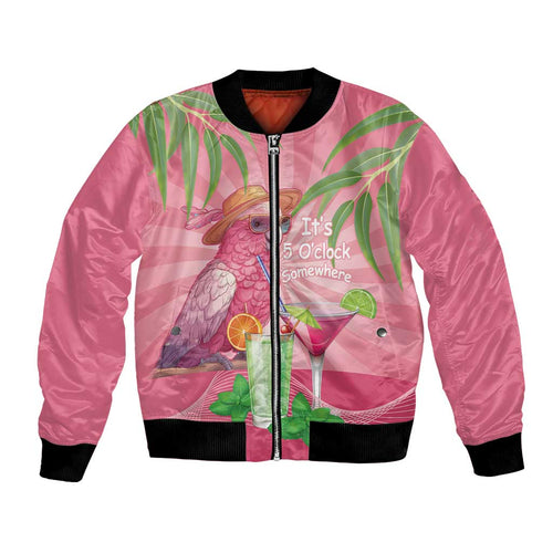 Chilling Pink Cockatoo Australia Bomber Jacket It's 5 O’Clock Somewhere Cocktail - Aussie Hoodie