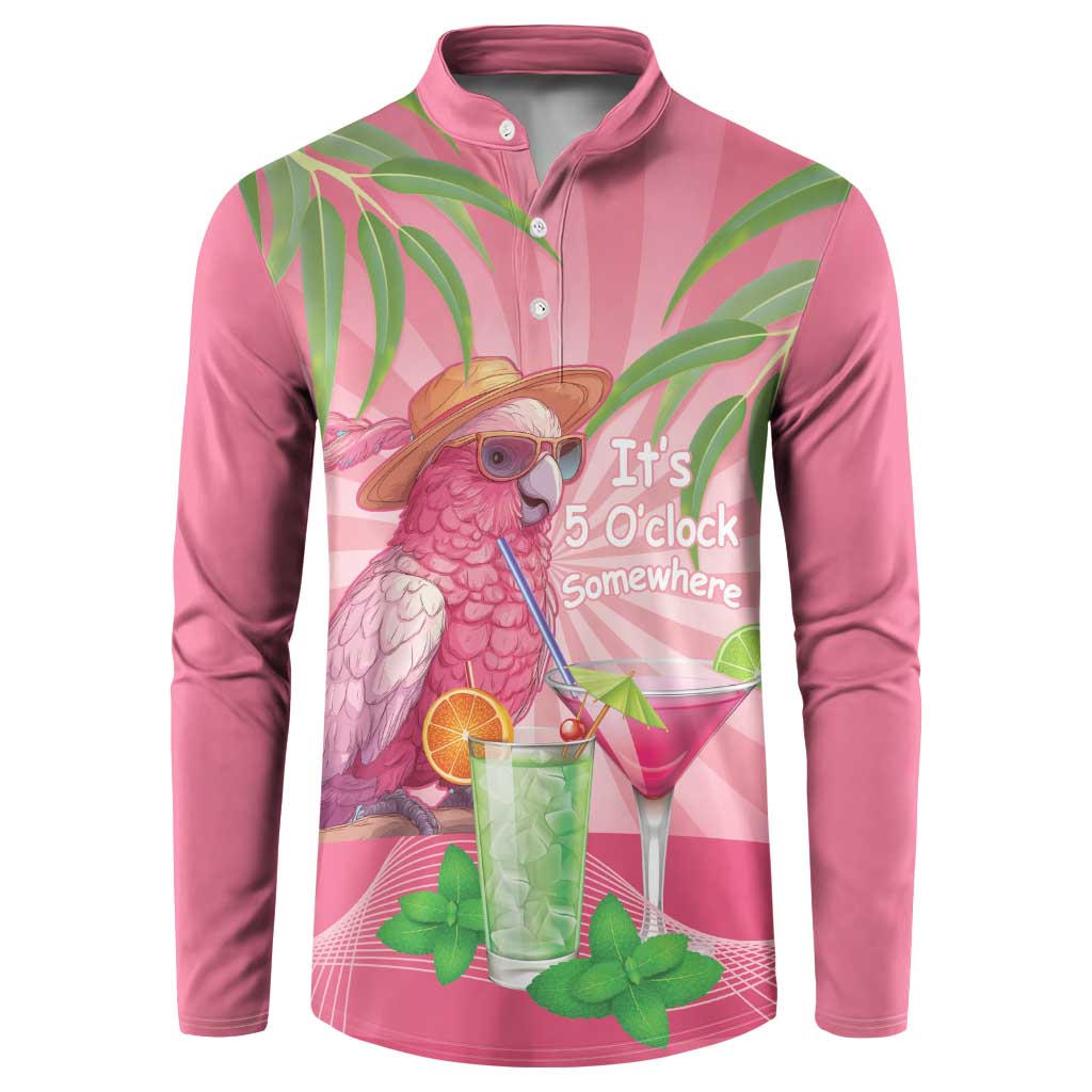 Chilling Pink Cockatoo Australia Button Sweatshirt It's 5 O’Clock Somewhere Cocktail - Aussie Hoodie