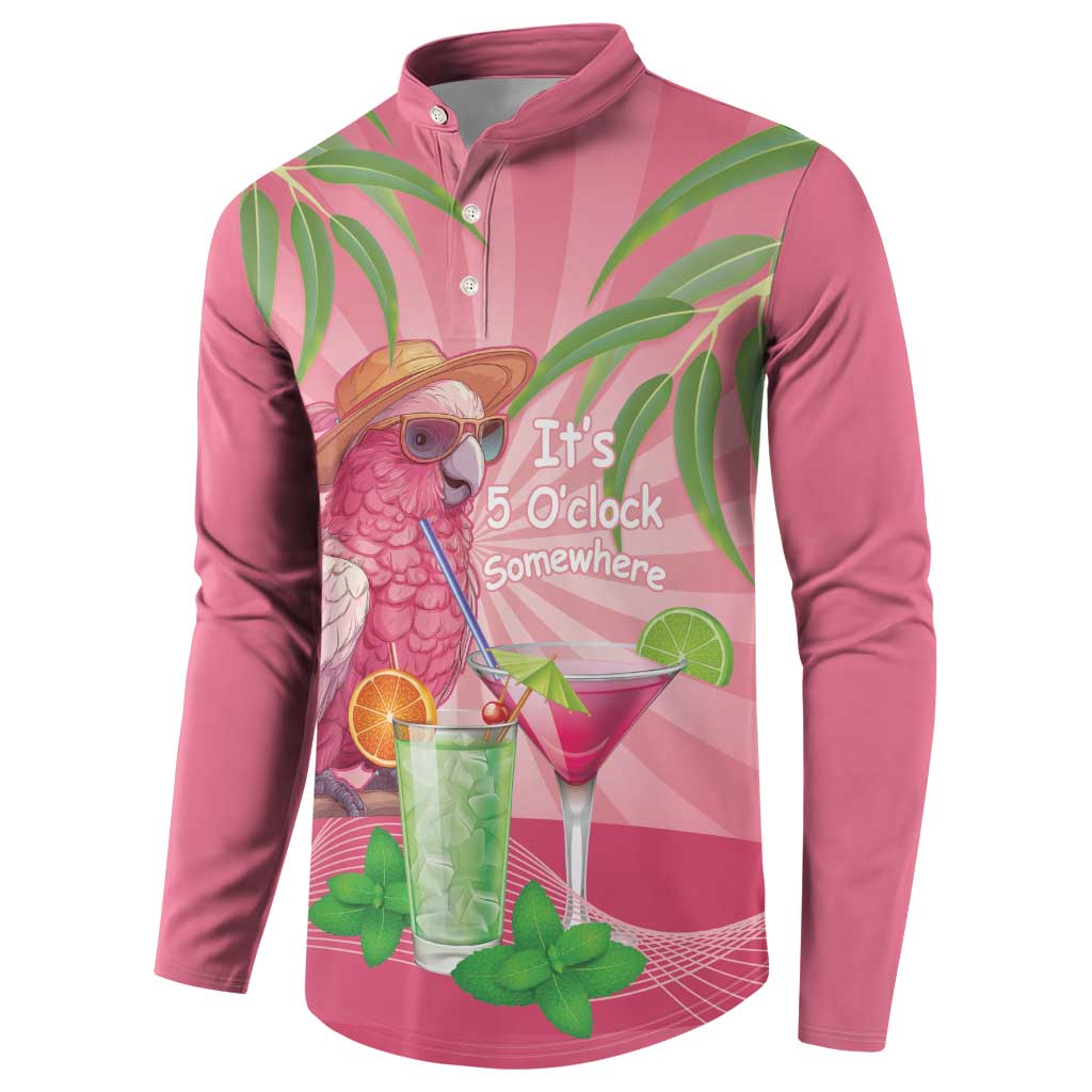 Chilling Pink Cockatoo Australia Button Sweatshirt It's 5 O’Clock Somewhere Cocktail - Aussie Hoodie
