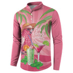 Chilling Pink Cockatoo Australia Button Sweatshirt It's 5 O’Clock Somewhere Cocktail - Aussie Hoodie