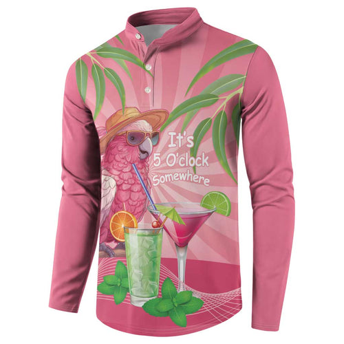 Chilling Pink Cockatoo Australia Button Sweatshirt It's 5 O’Clock Somewhere Cocktail - Aussie Hoodie
