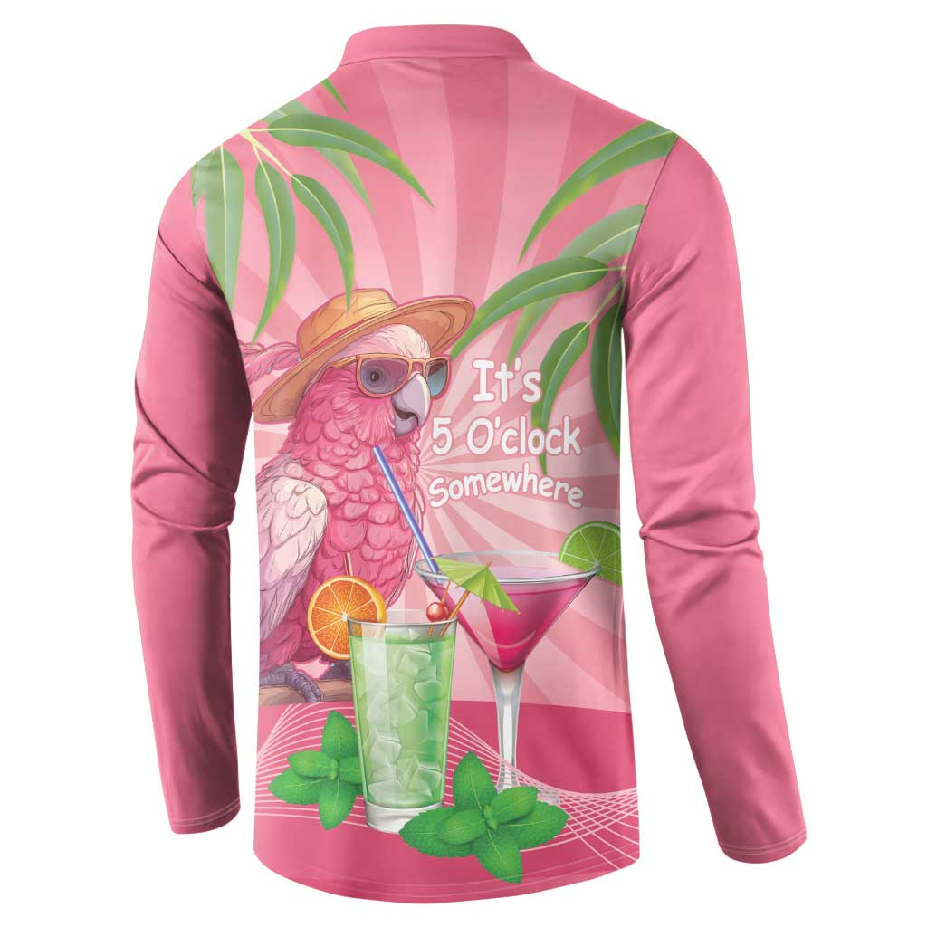 Chilling Pink Cockatoo Australia Button Sweatshirt It's 5 O’Clock Somewhere Cocktail - Aussie Hoodie