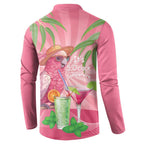 Chilling Pink Cockatoo Australia Button Sweatshirt It's 5 O’Clock Somewhere Cocktail - Aussie Hoodie