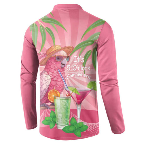 Chilling Pink Cockatoo Australia Button Sweatshirt It's 5 O’Clock Somewhere Cocktail - Aussie Hoodie