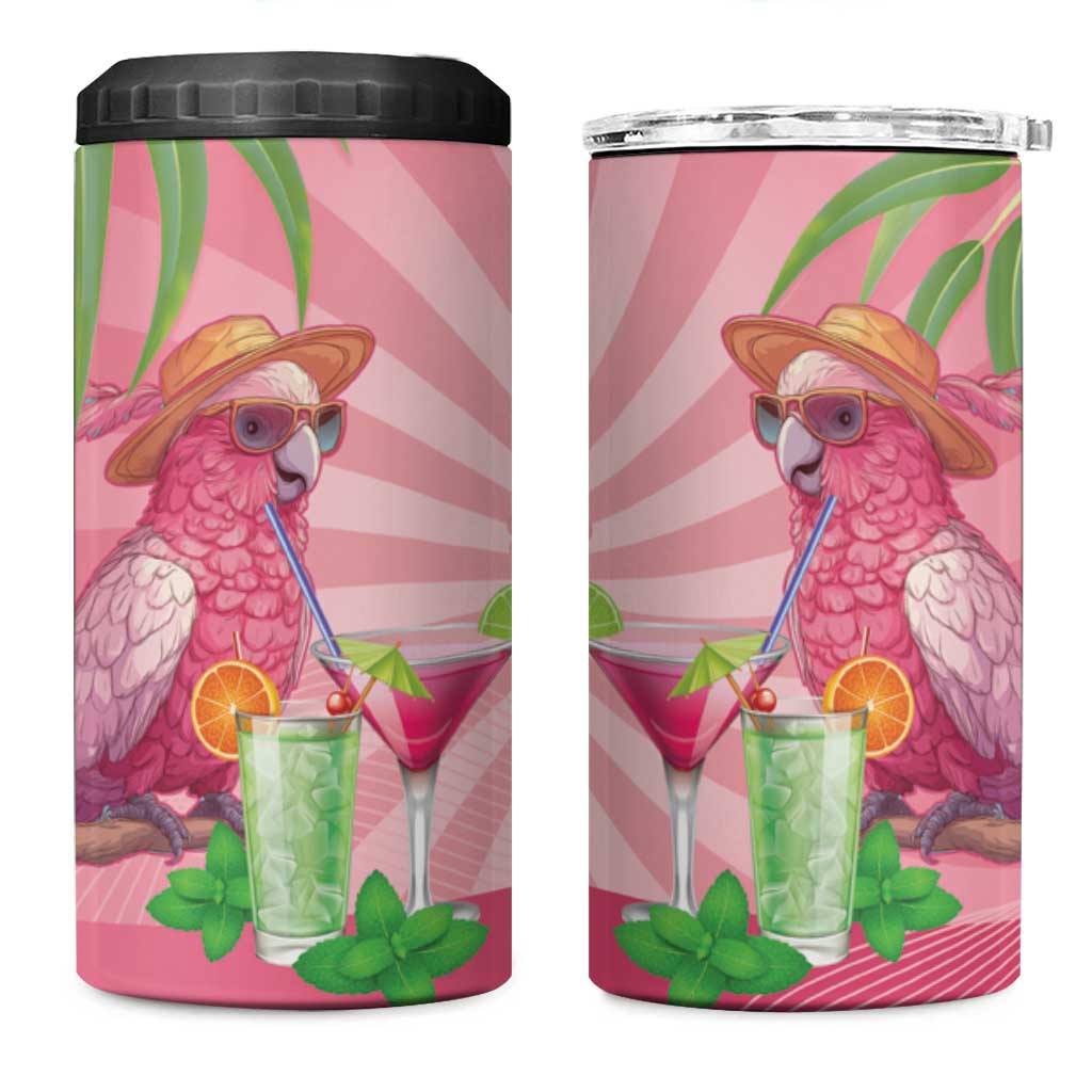 Chilling Pink Cockatoo Australia 4 in 1 Can Cooler Tumbler It's 5 O’Clock Somewhere Cocktail - Aussie Hoodie