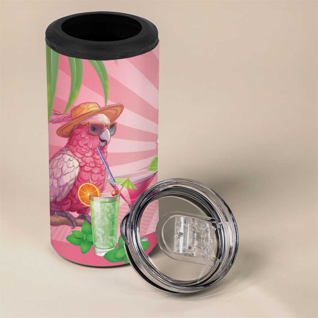 Chilling Pink Cockatoo Australia 4 in 1 Can Cooler Tumbler It's 5 O’Clock Somewhere Cocktail - Aussie Hoodie
