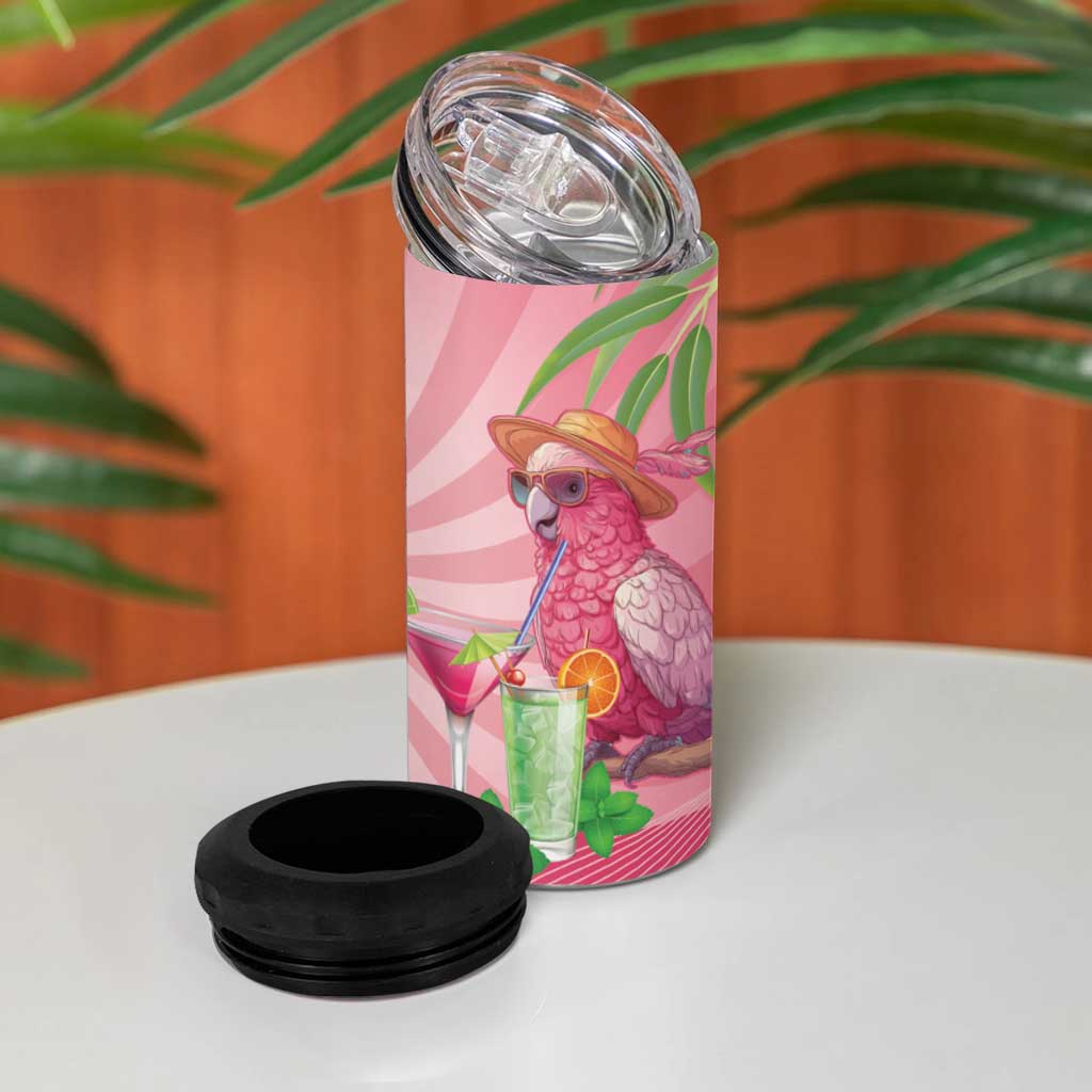 Chilling Pink Cockatoo Australia 4 in 1 Can Cooler Tumbler It's 5 O’Clock Somewhere Cocktail - Aussie Hoodie