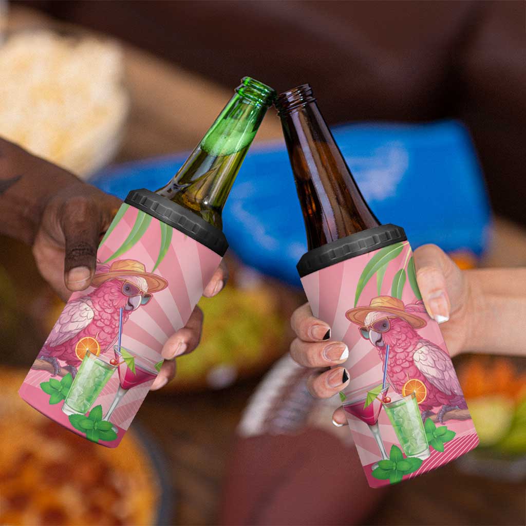 Chilling Pink Cockatoo Australia 4 in 1 Can Cooler Tumbler It's 5 O’Clock Somewhere Cocktail - Aussie Hoodie