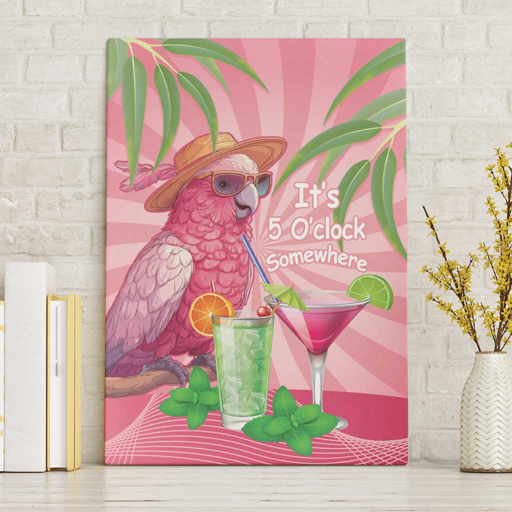 Chilling Pink Cockatoo Australia Canvas Wall Art It's 5 O’Clock Somewhere Cocktail - Aussie Hoodie
