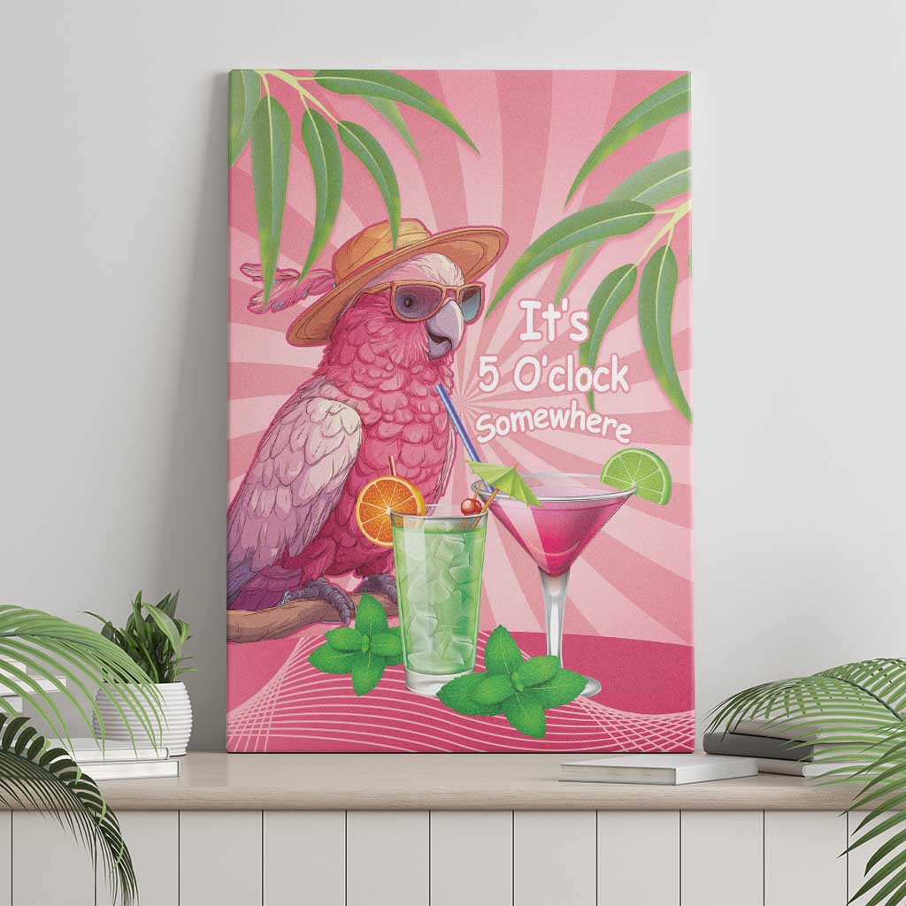 Chilling Pink Cockatoo Australia Canvas Wall Art It's 5 O’Clock Somewhere Cocktail - Aussie Hoodie