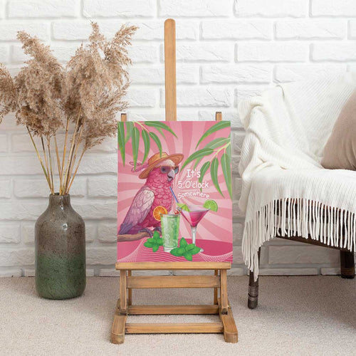 Chilling Pink Cockatoo Australia Canvas Wall Art It's 5 O’Clock Somewhere Cocktail - Aussie Hoodie