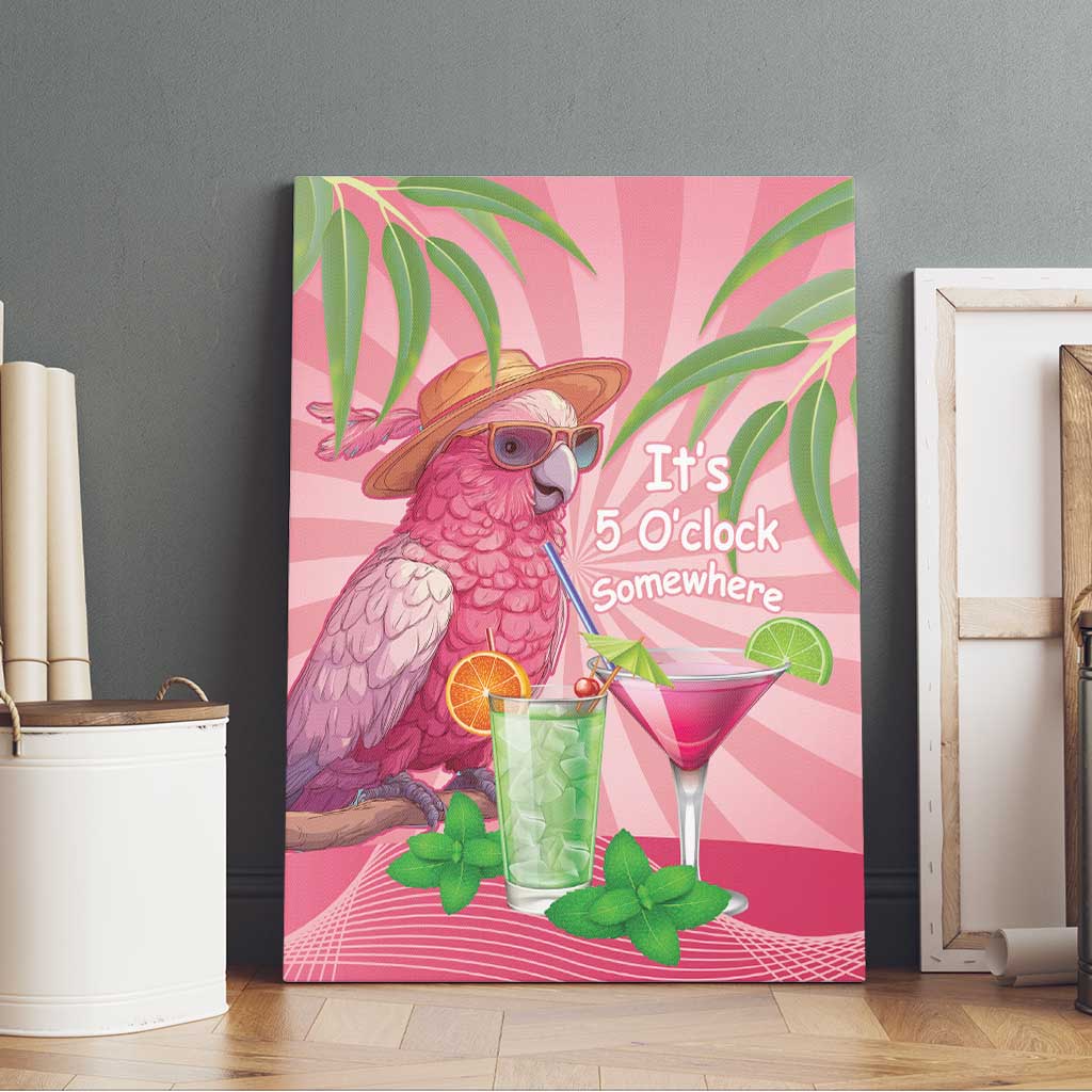 Chilling Pink Cockatoo Australia Canvas Wall Art It's 5 O’Clock Somewhere Cocktail - Aussie Hoodie