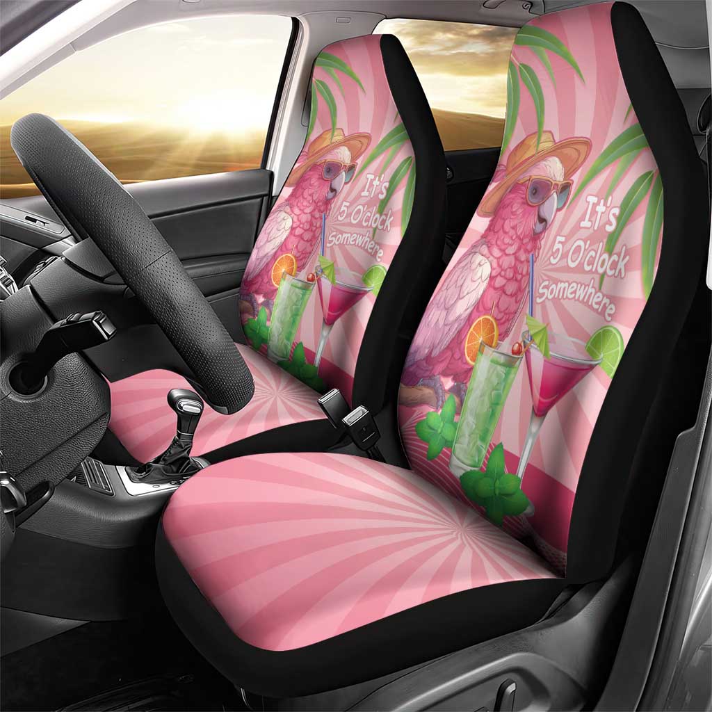 Chilling Pink Cockatoo Australia Car Seat Cover It's 5 O’Clock Somewhere Cocktail - Aussie Hoodie