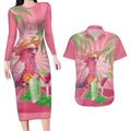 Chilling Pink Cockatoo Australia Couples Matching Long Sleeve Bodycon Dress and Hawaiian Shirt It's 5 O’Clock Somewhere Cocktail - Aussie Hoodie