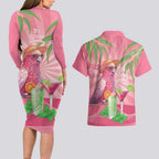 Chilling Pink Cockatoo Australia Couples Matching Long Sleeve Bodycon Dress and Hawaiian Shirt It's 5 O’Clock Somewhere Cocktail - Aussie Hoodie