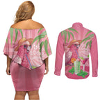 Chilling Pink Cockatoo Australia Couples Matching Off Shoulder Short Dress and Long Sleeve Button Shirt It's 5 O’Clock Somewhere Cocktail - Aussie Hoodie