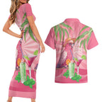 Chilling Pink Cockatoo Australia Couples Matching Short Sleeve Bodycon Dress and Hawaiian Shirt It's 5 O’Clock Somewhere Cocktail - Aussie Hoodie